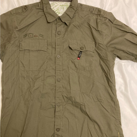 Quicksilver- Olive Green - Long Sleeve Casual Button Down Shirt - Picture 5 of 8